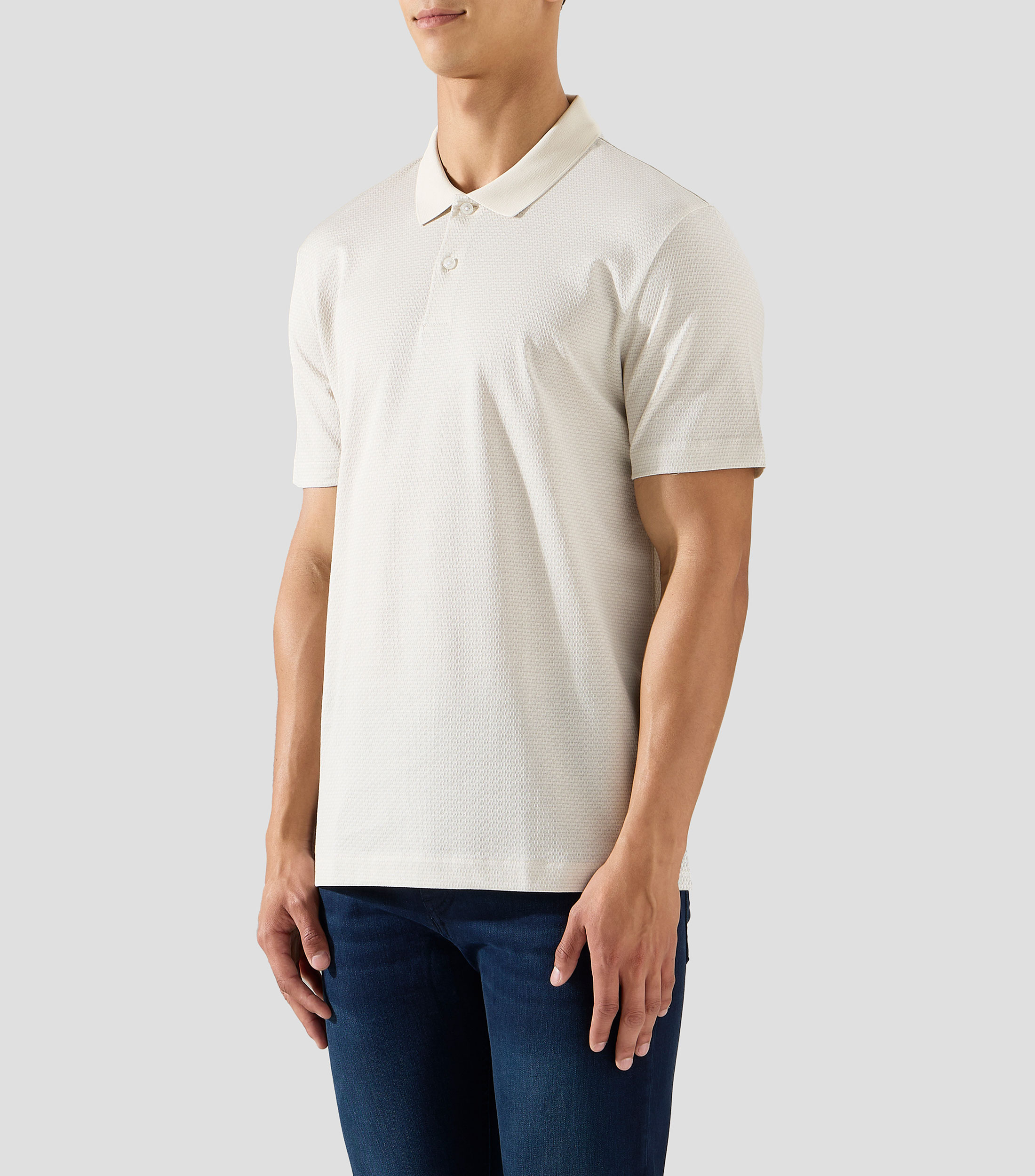 Polo de algodón mercerizado con Jacquard geométrico Hombre